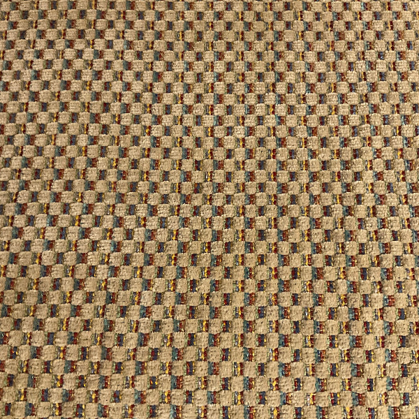 Fieldstone Fiesta Beige Chenille Check Upholstery Fabric