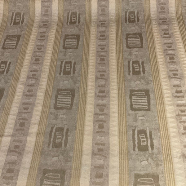 Geometric Stripe Khaki Upholstery Fabric