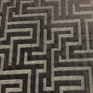 Gray Greekkey Raised Chenille Design Upholstery Fabric