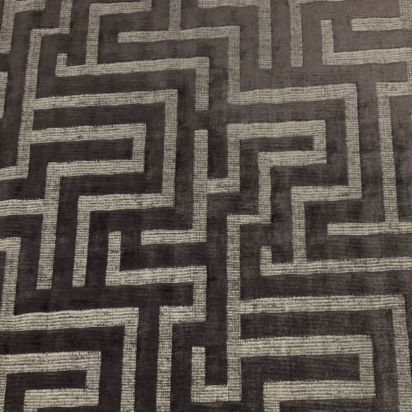 Gray Greekkey Raised Chenille Design Upholstery Fabric