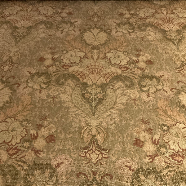 Green Beige Floral Chenille Tapestry Upholstery Fabric