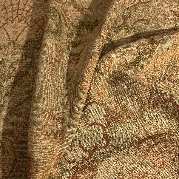Green Beige Floral Chenille Tapestry Upholstery Fabric
