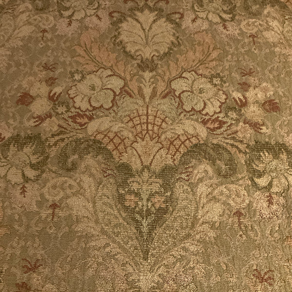 Green Beige Floral Chenille Tapestry Upholstery Fabric
