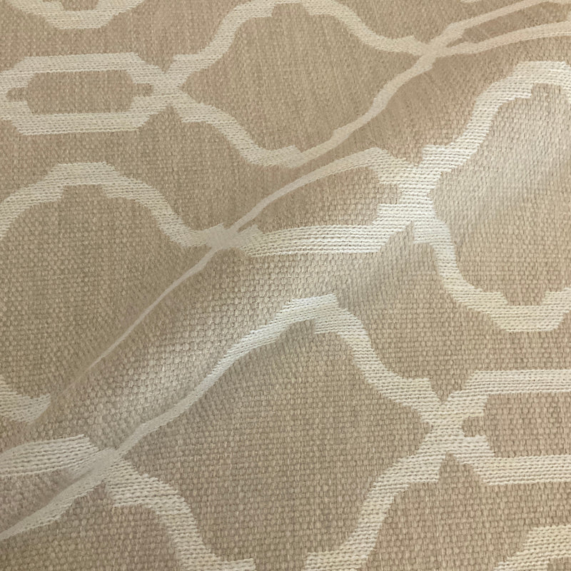 Harlan Taupe Beige Lattice Heavy Upholstery Fabric