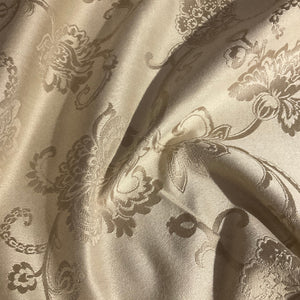 Ivory White Damask Floral Vine Upholstery Fabric