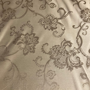 Ivory White Damask Floral Vine Upholstery Fabric