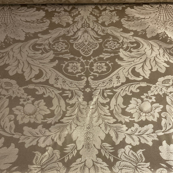 Ivory White Damask Tapestry Upholstery Fabric
