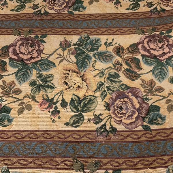 Large Floral Panel Stripe Upholstery Fabric
