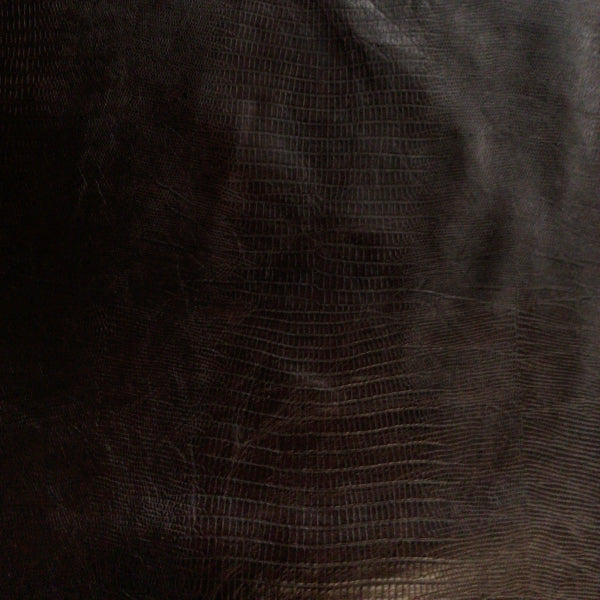 Lizard Brown Embossed Leather Hide Upholstery Remnant