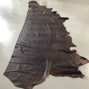 Lizard Brown Embossed Leather Hide Upholstery Remnant