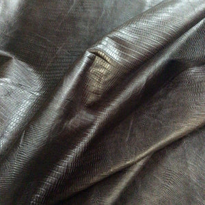 Lizard Brown Embossed Leather Hide Upholstery Remnant