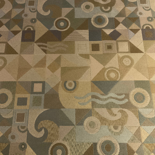 Loophole Spa Blue Beige Geometric Upholstery Fabric