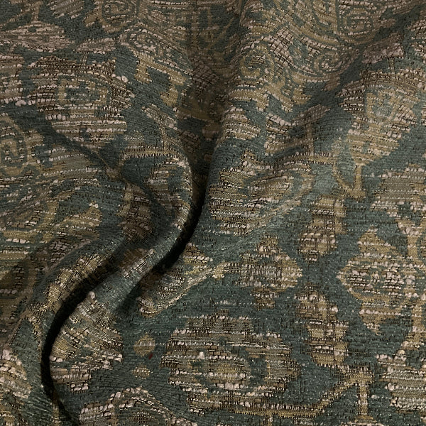 Maddox Jade Blue Jacquard Chenille Upholstery Fabric