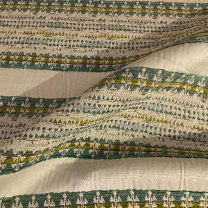 Magi Amazon Green Ivory Textured Stripe Upholstery Fabric