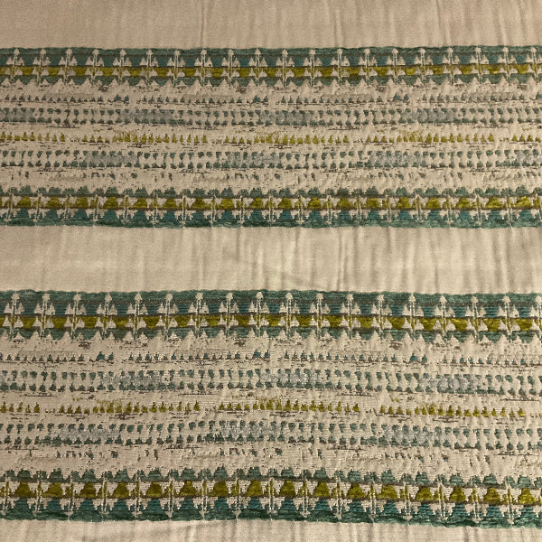 Magi Amazon Green Ivory Textured Stripe Upholstery Fabric