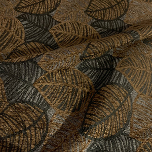 Maya Birch Brown Leaf Design Chenille Upholstery Fabric