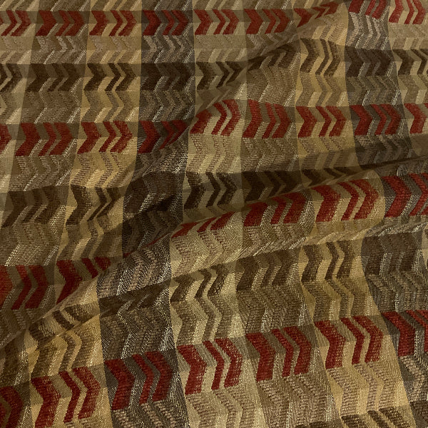 Mesa Auburn Beige Chenille Chevron Stripe Upholstery Fabric
