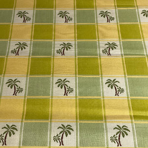 Miami Green Palm Tree Plaid Upholstery Fabric
