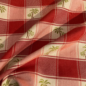 Miami Red Palm Tree Plaid Upholstery Fabric