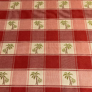 Miami Red Palm Tree Plaid Upholstery Fabric