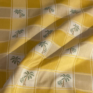 Miami Yellow Palm Tree Plaid Upholstery Fabric