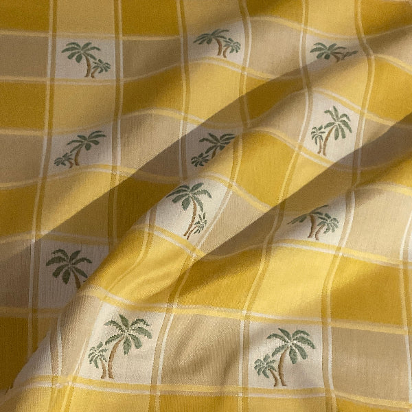 Miami Yellow Palm Tree Plaid Upholstery Fabric