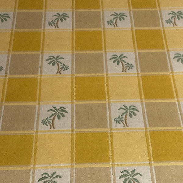 Miami Yellow Palm Tree Plaid Upholstery Fabric