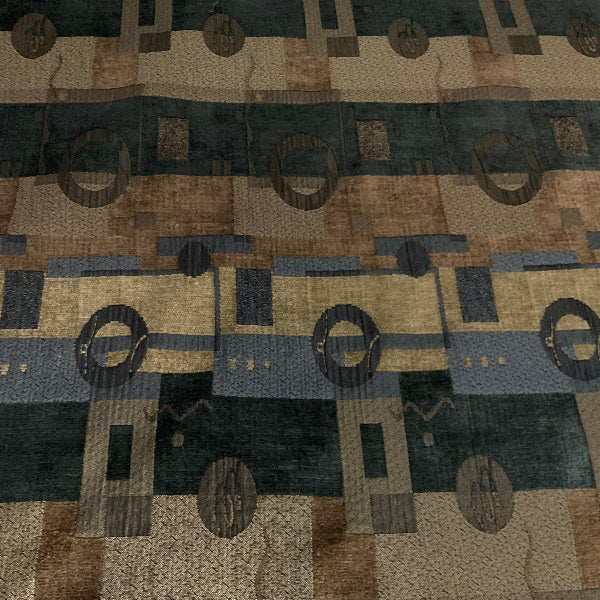 Mod Midnight Black Brown Chenille Geometric Upholstery Fabric