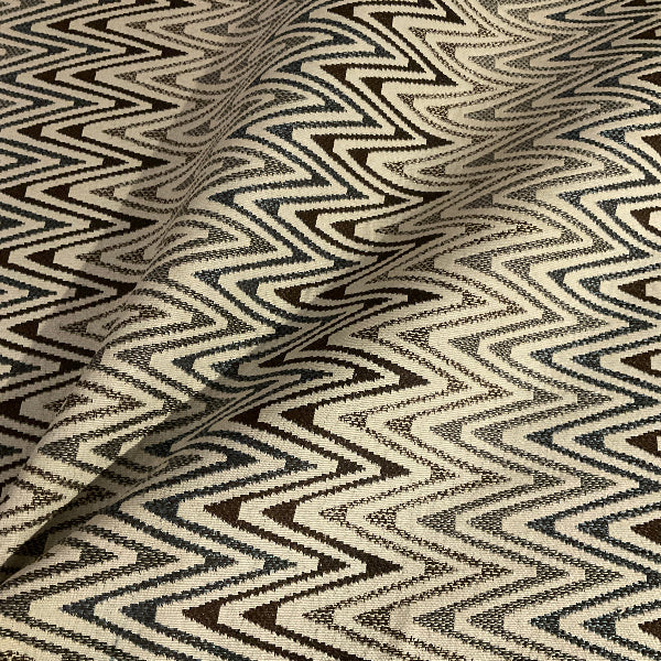 Modern Zig Zag Beige Upholstery Fabric