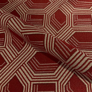 Close-up of red fabric with geometric pattern