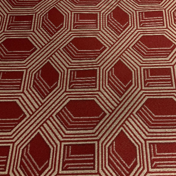 Overpass Crimson Red Geometric Upholstery Fabric