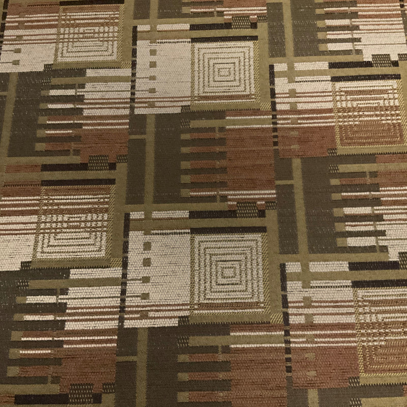 Piano Herb Brown Geometric Chenille Upholstery Fabric