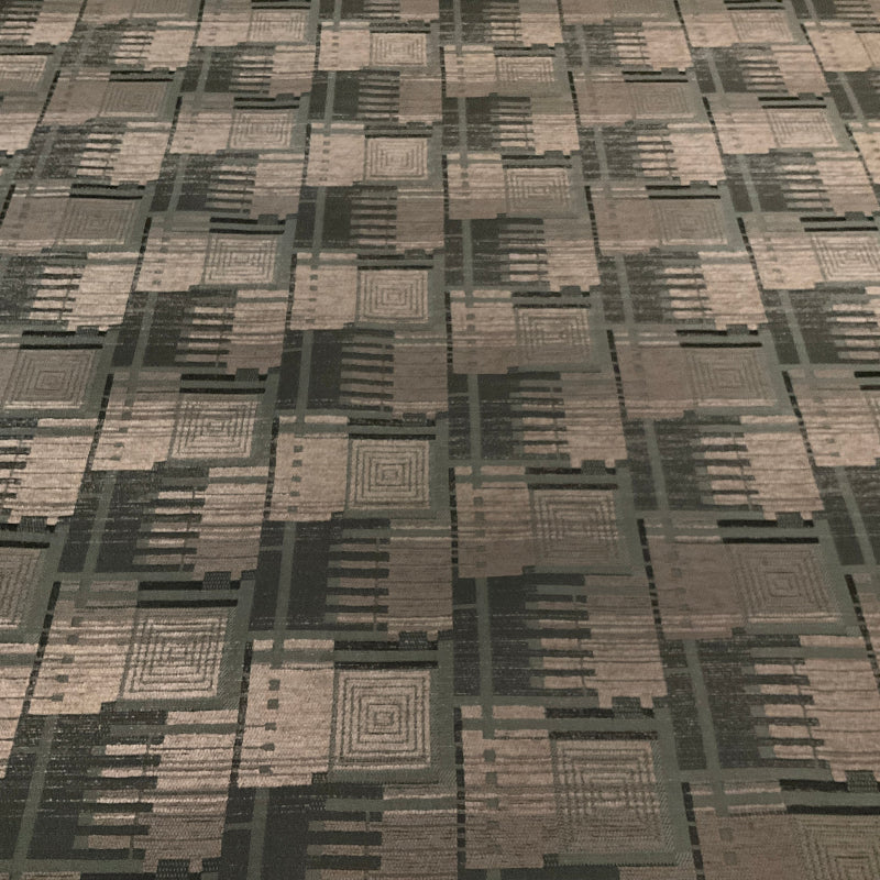 Piano Sea Green Beige Geometric Chenille Upholstery Fabric