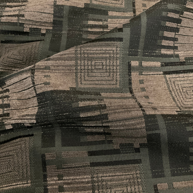 Piano Sea Green Beige Geometric Chenille Upholstery Fabric