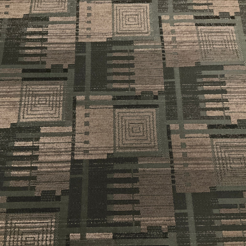 Piano Sea Green Beige Geometric Chenille Upholstery Fabric