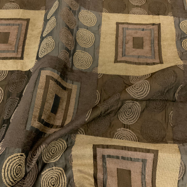 Reception Mocha Brown Geometric Upholstery Fabric
