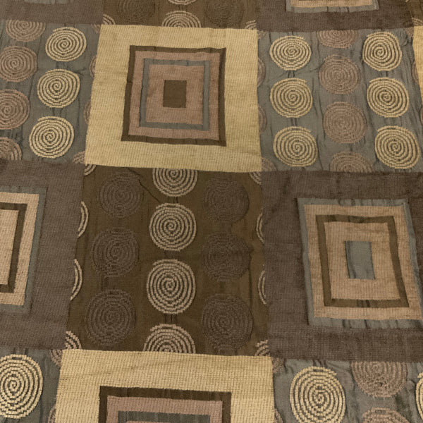 Reception Mocha Brown Geometric Upholstery Fabric