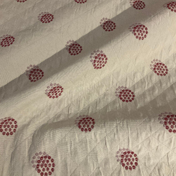 Red White Quilted Diamond Design Upholstery Fabric