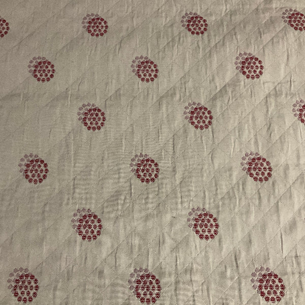 Red White Quilted Diamond Design Upholstery Fabric