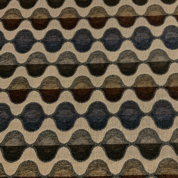 Regal Elliptical Denim Blue Chenille Upholstery Fabric