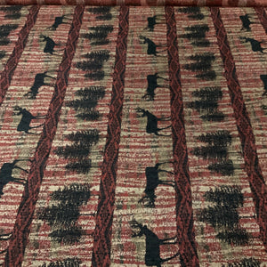 Regal Hallett Peak Red Black Deer Chenille Upholstery Fabric