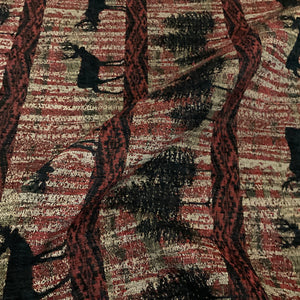 Regal Hallett Peak Red Black Deer Chenille Upholstery Fabric
