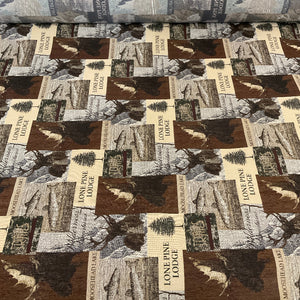 Regal Lone Pine Lodge Brown Moose Upholstery Fabric