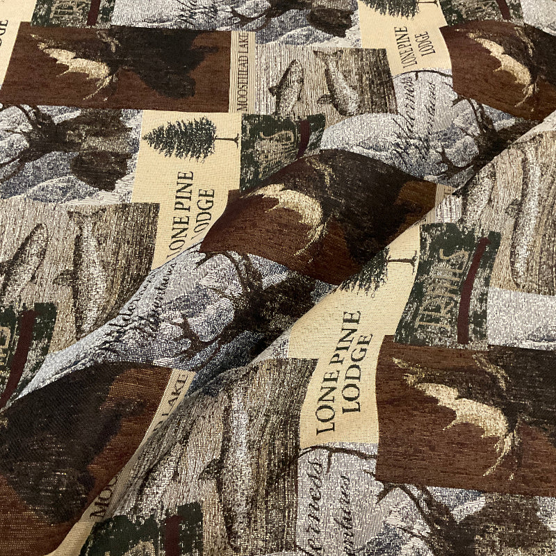 Regal Lone Pine Lodge Brown Moose Upholstery Fabric