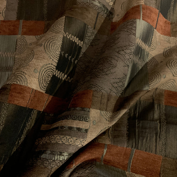 Regal Mod Square Brown Geometric Upholstery Fabric