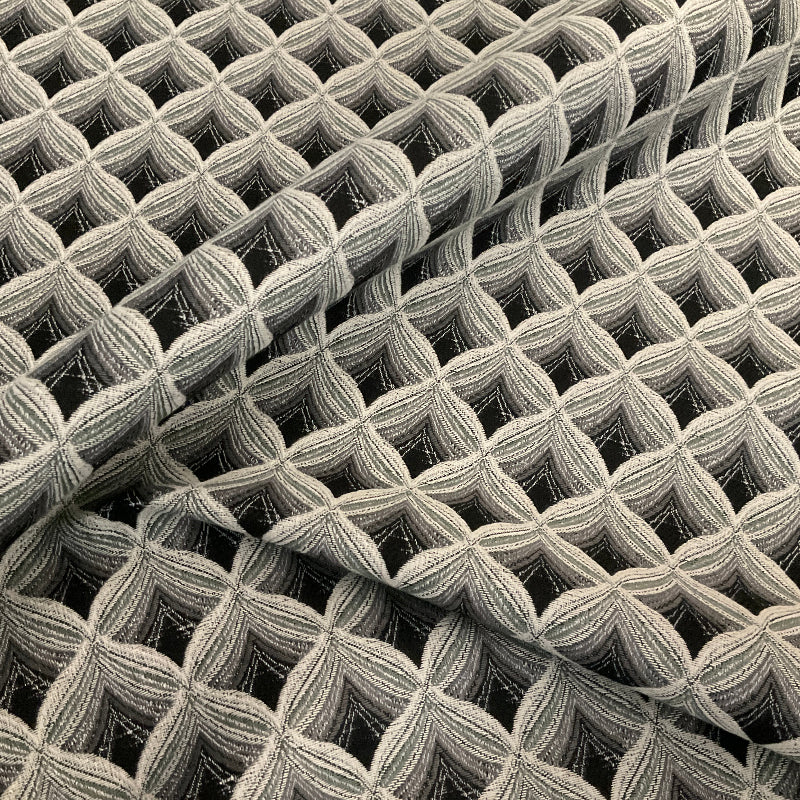 Regal Ogee Charcoal Gray Geometric Upholstery Fabric