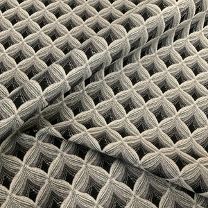 Regal Ogee Charcoal Gray Geometric Upholstery Fabric