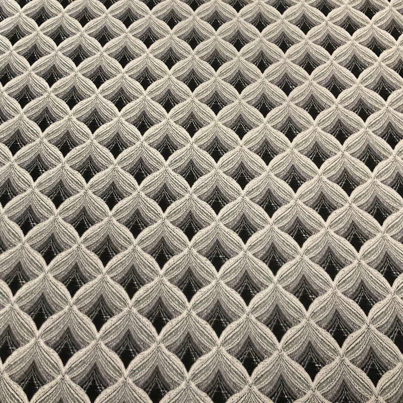 Regal Ogee Charcoal Gray Geometric Upholstery Fabric