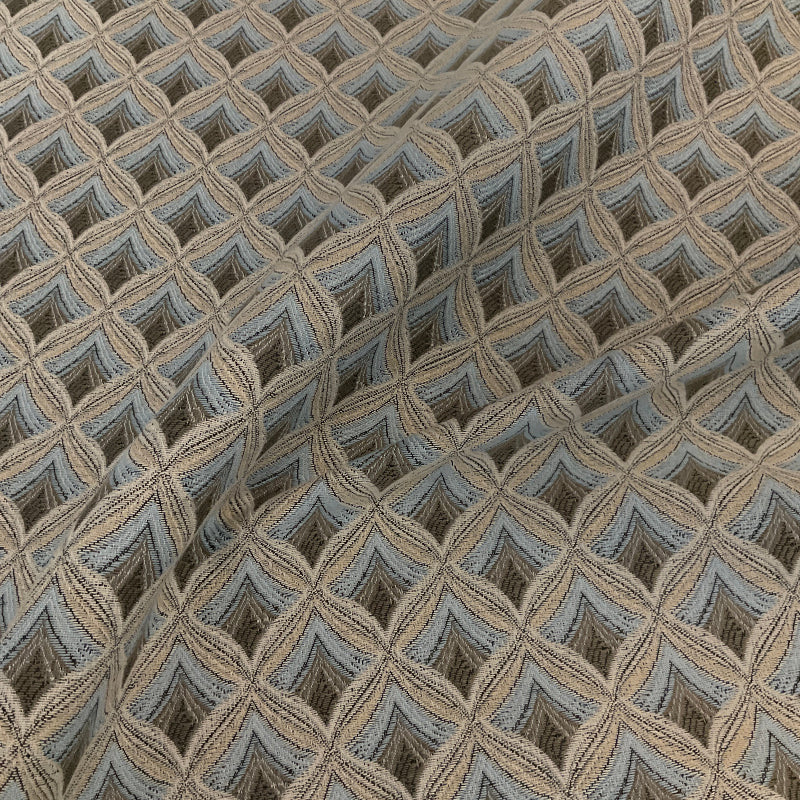 Regal Ogee Spa Blue Geometric Upholstery Fabric
