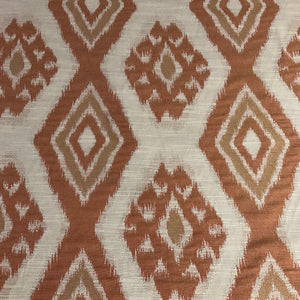 Regis Coral Rust Ikat Diamond Upholstery Fabric